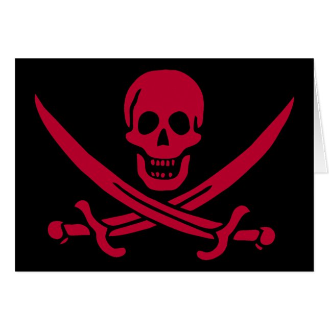 Cartão Bandeira do Crânio e Espadas Pirata do Calico Jack (Frente Horizontal)