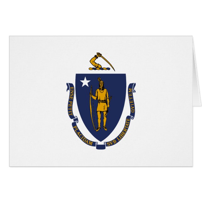 Cartão Bandeira do Estado de Massachusetts (Frente Horizontal)