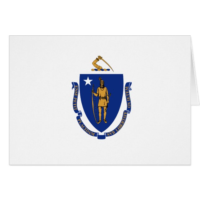Cartão Bandeira do estado de Massachusetts (Frente Horizontal)