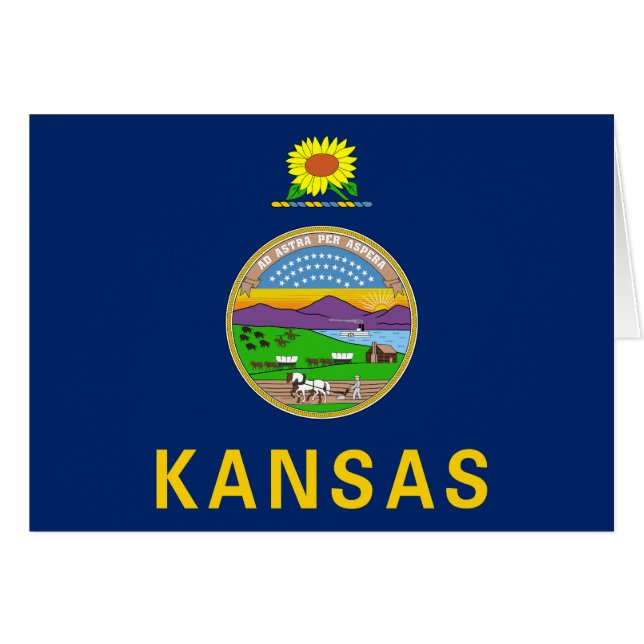 Cartão Bandeira do estado do Kansas (Frente Horizontal)