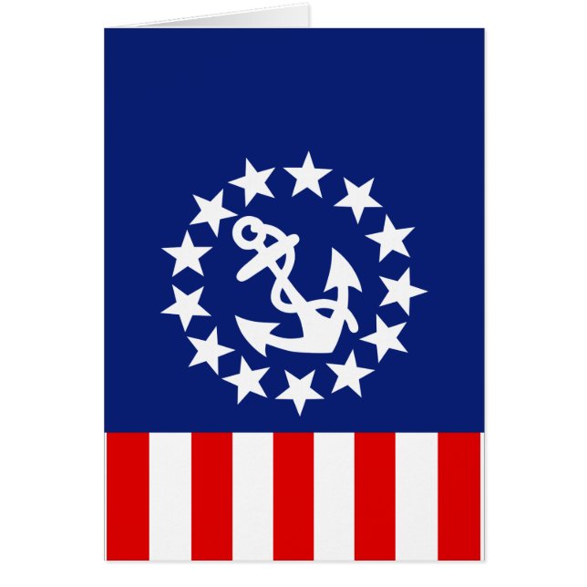 Cartão Bandeira do iate americano náutico fica na Marina (Frente)
