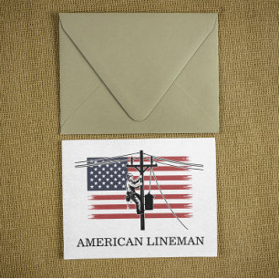 Cartão Bandeira do Lineman Americano – Trabalho de Eletri