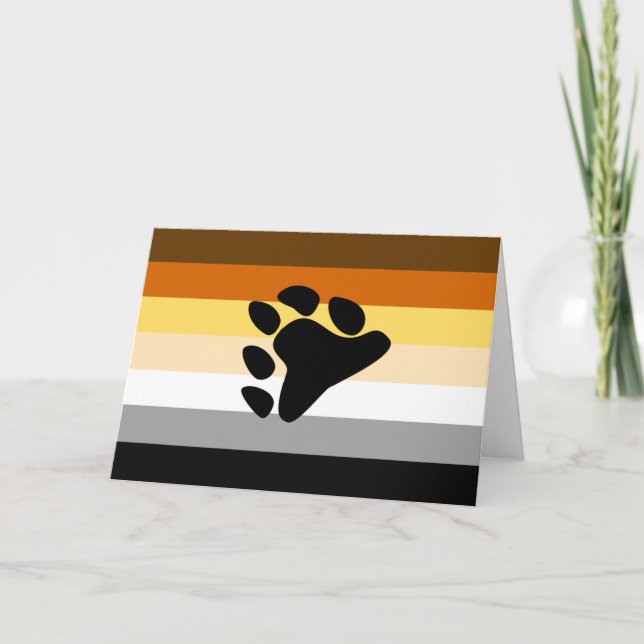 Cartão Bandeira do Orgulho do Urso com Pata (Frente)