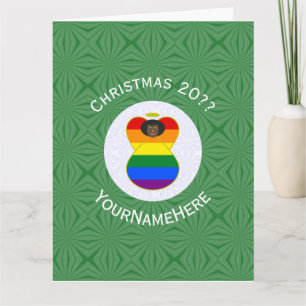 Cartão Bandeira do Orgulho Gay Anjo Preto Natal Personali