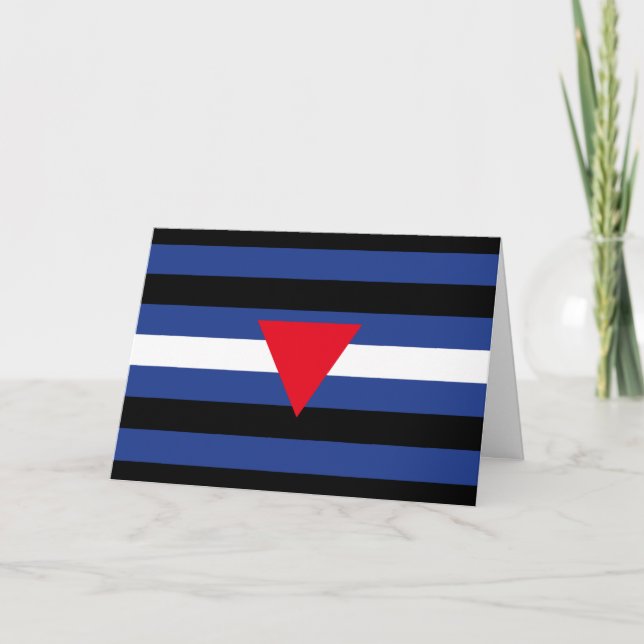 Cartão Bandeira do Orgulho Queer de Couro (Frente)