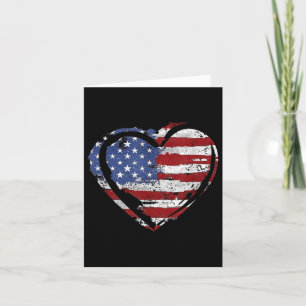Cartão Bandeira dos EUA Coração Patriótico Americano Forç