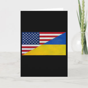 Cartão Bandeira dos EUA e Bandeira da Ucrânia - Parceria 