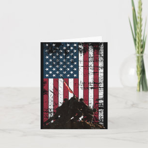 Cartão Bandeira dos EUA em distressed Iwo Jima Wwii Vete