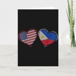 Cartão Bandeira dos EUA Filipinas Coração Dia dos Namorad