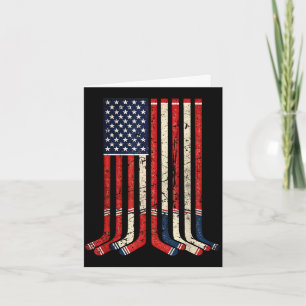 Cartão Bandeira dos EUA hóquei sticks patriótico jogador 