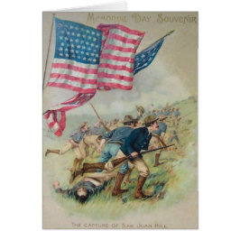 Cartão bandeira dos EUA San Juan Hill Roosevelt