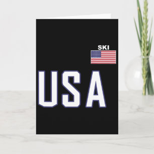 Cartão Bandeira dos EUA Time de Esqui Equipamento de Esqu