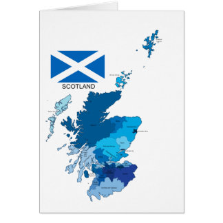 Cartão Bandeira e mapa de Scotland