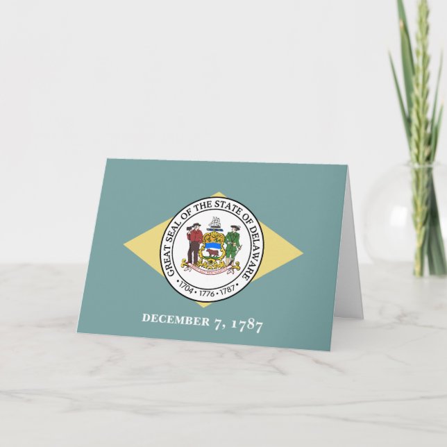 Cartão Bandeira e Selo de Delaware, Delaware (Frente)