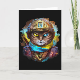 Cartão Bandeira engraçada do soldado ucraniano de gato vi