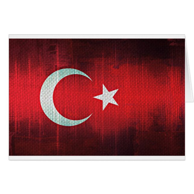 Cartão Bandeira Estilizada da Turquia (Frente Horizontal)