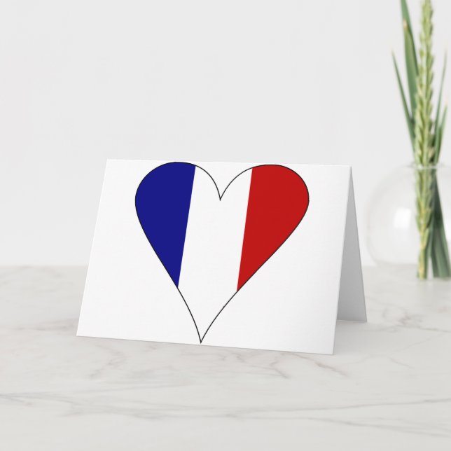 Cartão Bandeira Francesa Coração Moderno (Frente)