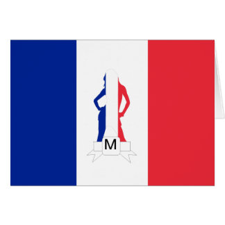 Cartão Bandeira francesa e monograma feminino