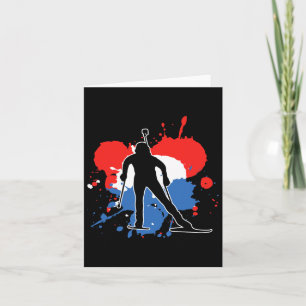 Cartão Bandeira Holandesa Biathlonist - Holandês Biathlon