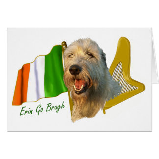 Cartão Bandeira irlandesa e harpa do Wolfhound irlandês