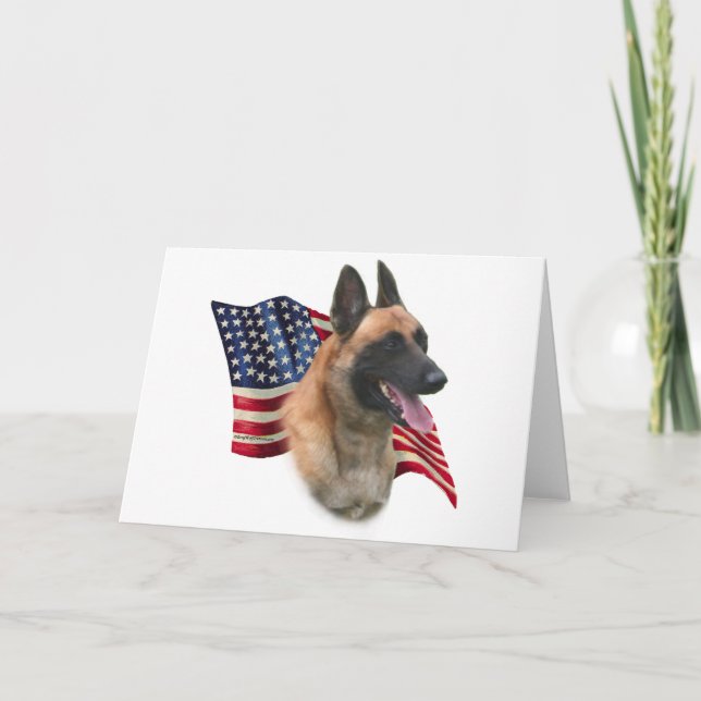 Cartão Bandeira Malinois belga (Frente)