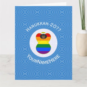 Cartão Bandeira Personalizada do Hanukkah do Anjo Preto d