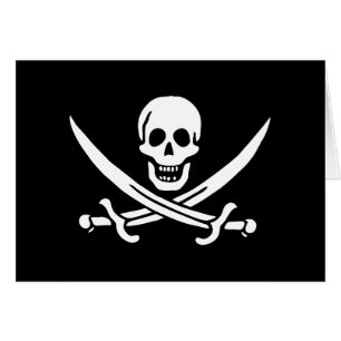 Cartão Bandeira Pirata Caveira Espadas Cruzadas