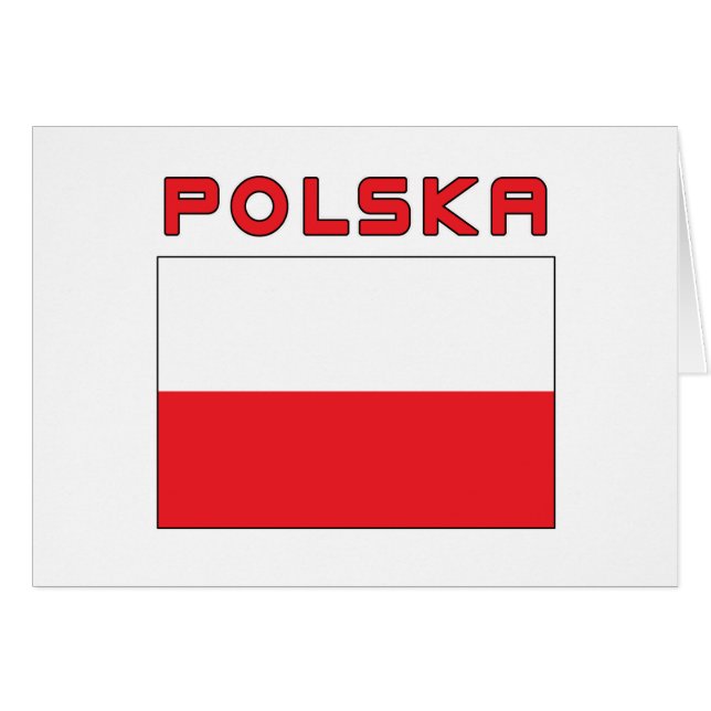 Cartão Bandeira Polonesa Com Polska (Frente Horizontal)