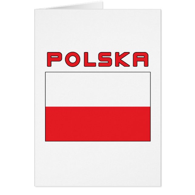 Cartão Bandeira Polonesa Com Polska (Frente)