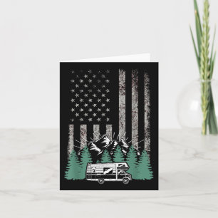 Cartão Bandeira Retro-Americana Rv Lá Acampamento Present