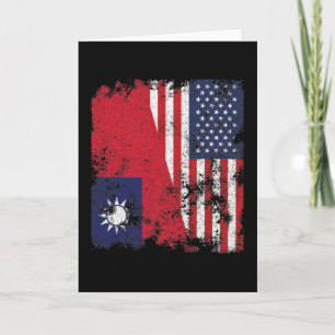 Cartão Bandeira Taiwan EUA - Half American