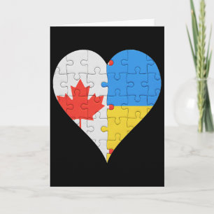 Cartão Bandeira ucraniana canadense Coração Canadá Ucrâni