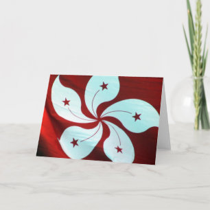 Cartão bandeira vermelha hong kong