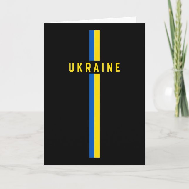 Cartão Bandeira Vertical da Ucrânia Com Texto “ukraine” E (Frente)