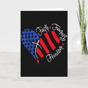 Cartão Bandeira Vintage dos EUA Fé Família Liberdade Patr