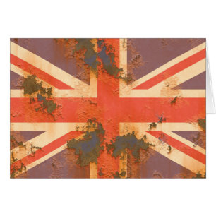 Cartão Bandeira Vintage Enferrujada do Reino Unido