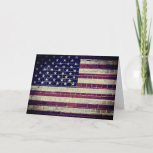 Cartão Bandeira Vintage USA em tijolo