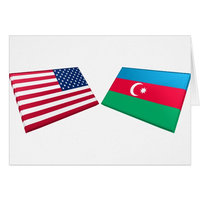 Cartão Bandeiras dos E.U. & do Azerbaijan (Frente Horizontal)