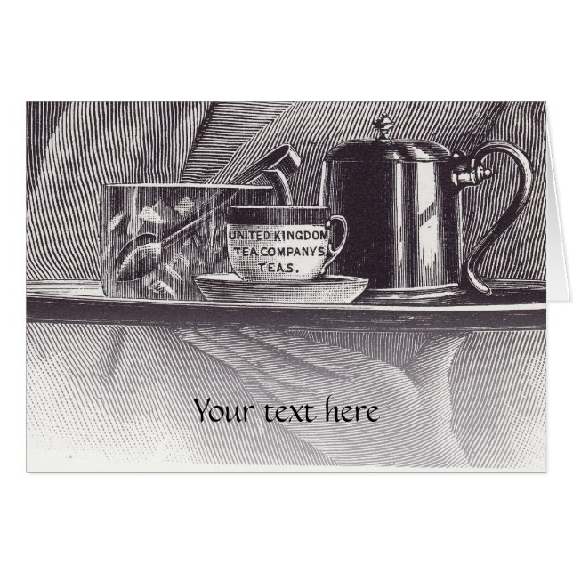 Cartão Bandeja de chá de vinheta (Frente Horizontal)