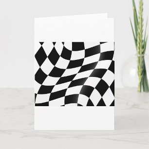 Cartão Bandeja Wavy Black e White Checkered