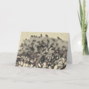 Cartão Bando de aves numa árvore