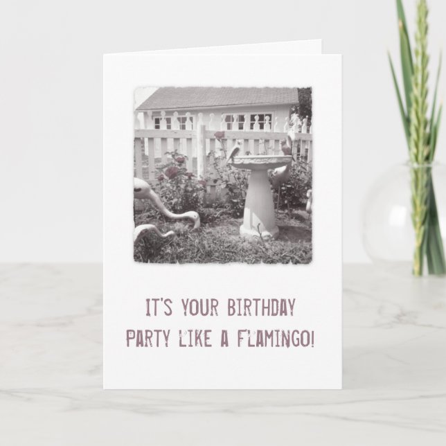 Cartão Banheira de Aniversário Retroativa Flamingo Cute G (Frente)