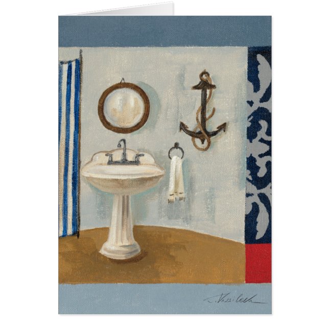 Cartão Banheiro temático náutico (Frente)