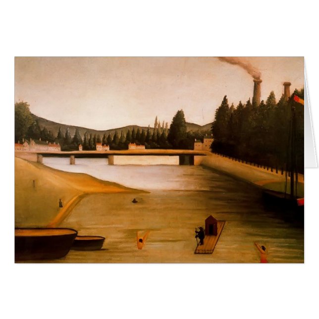 Cartão Banho em Alfortville por Henri Rousseau (Frente Horizontal)