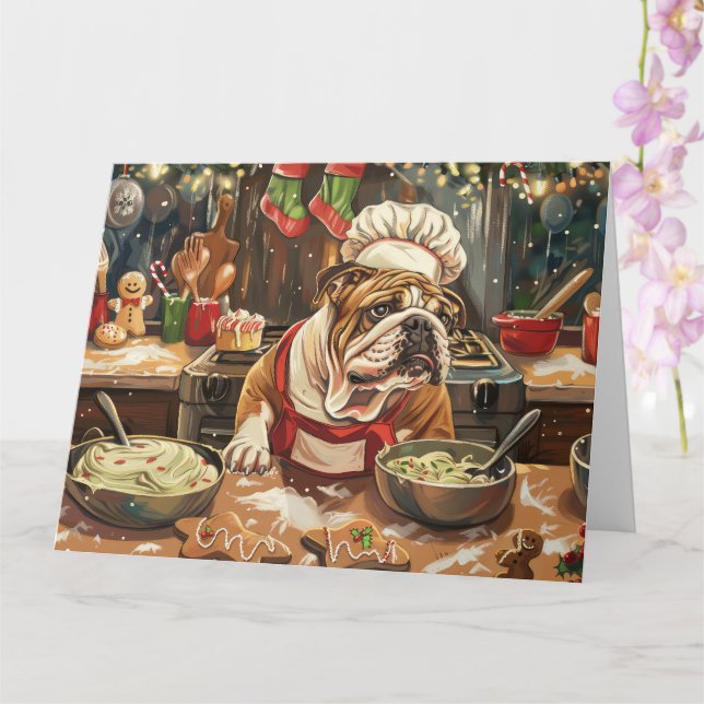 Cartão Banho Feriado de Bulldog: Natal Festivo (Orquídea)
