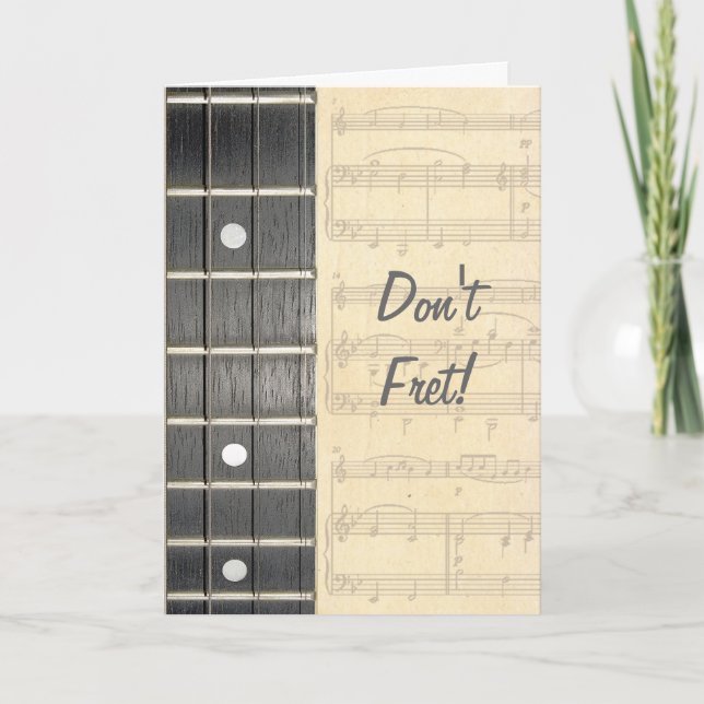 Cartão Banjo Strings Fretboard Don't Fret Birthday Card (Frente)