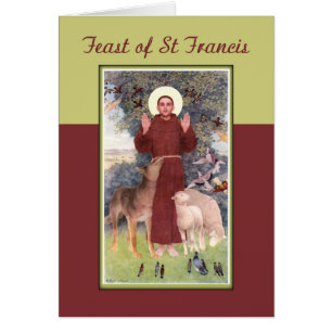 Cartão Banquete de St Francis, de animais e de Stigmata