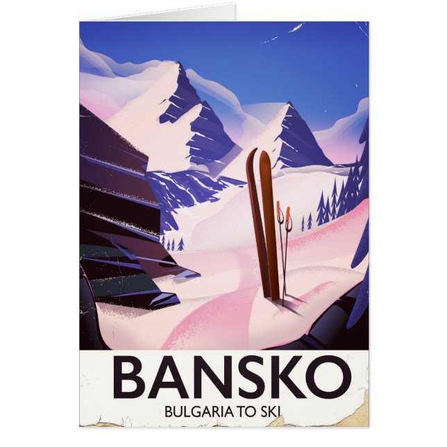 Cartão Bansko Bulgária Para Esquiar (Frente)