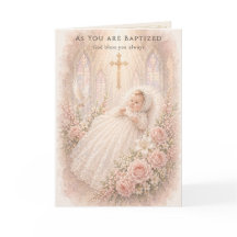Baptism Baby Girl Cross Floral Christening