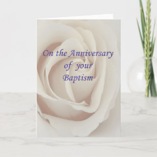 Cartão Baptism/Christening Anniversary white rose